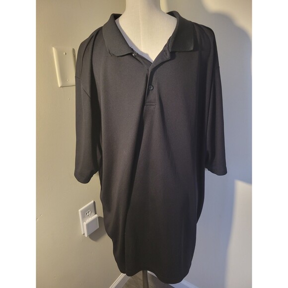 Mens Polyester Polo Shirt Landmark Buttons Collared Solid Short Sleeve 5XL - Picture 4 of 4